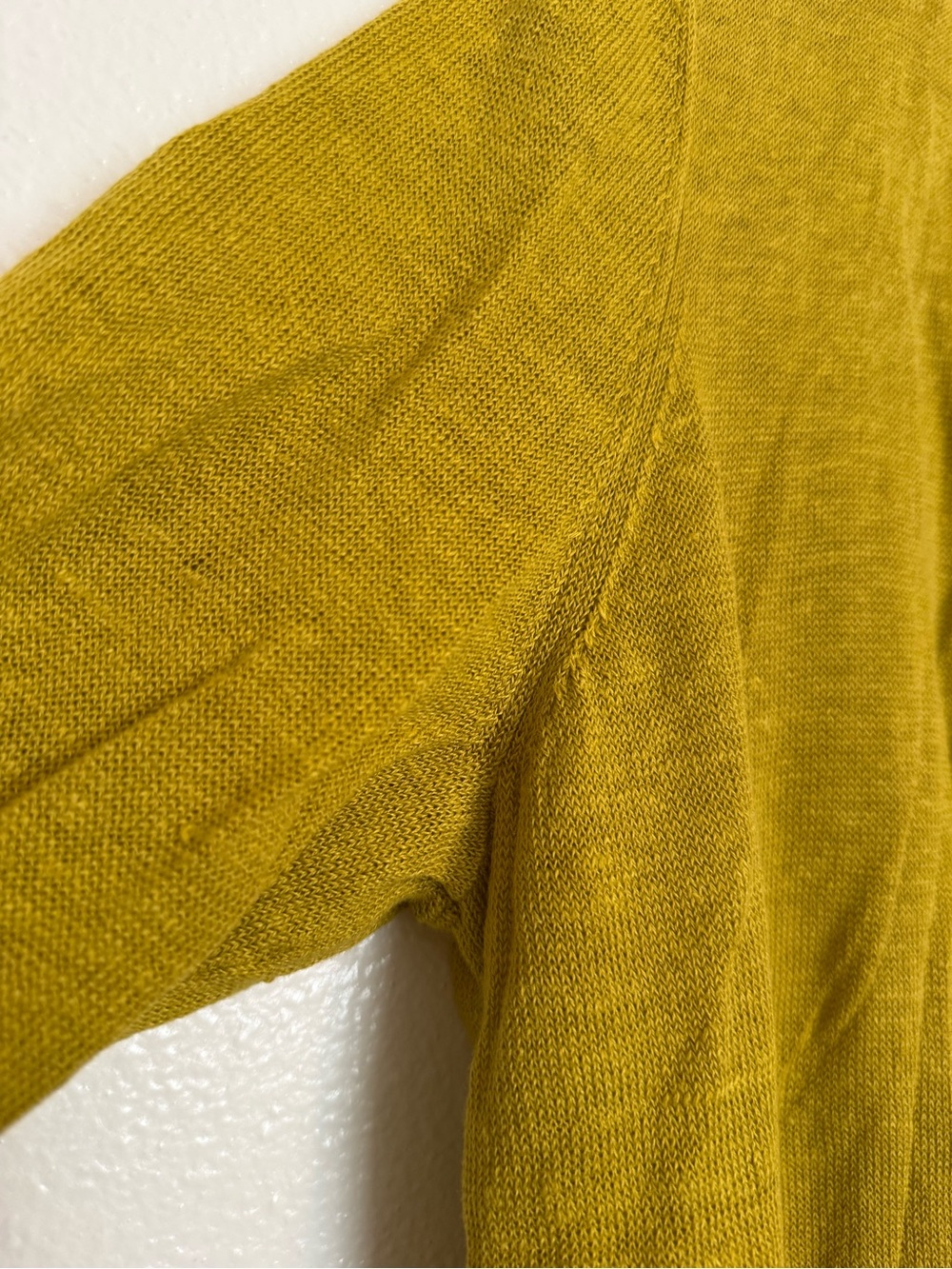 Eileen Fisher - Linen Open Front Goldenrod Yellow Sweater Cardigan - Large - Picture 12 of 14